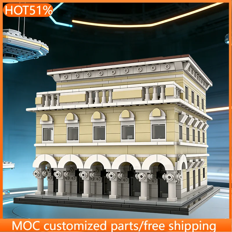 1303 قطعة من مكعبات البناء التعليمية للأطفال بتصميم مقاهي حضرية قابلة للتخصيص، نموذج بناء شعبي للأولاد، هدية لعبة تجميع DIY