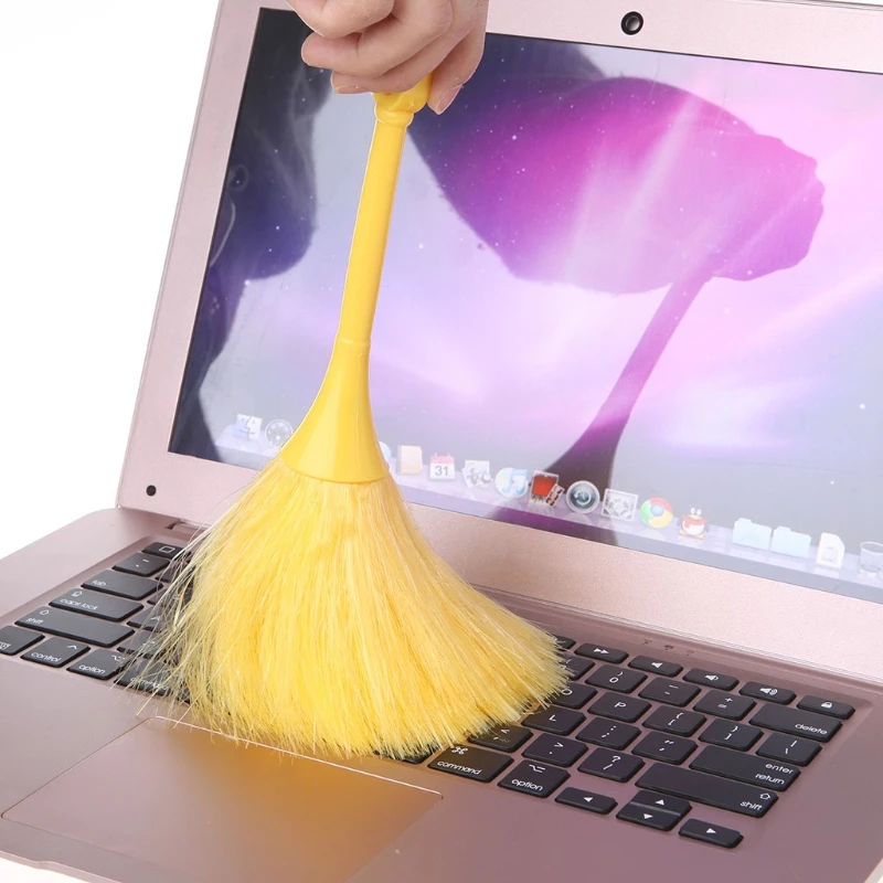 Yellow/Blue Anti Static Brush 1 Piece Small Portable Plastic Handle Cleaning Brush for Computer Keyboard Electronics Living Room