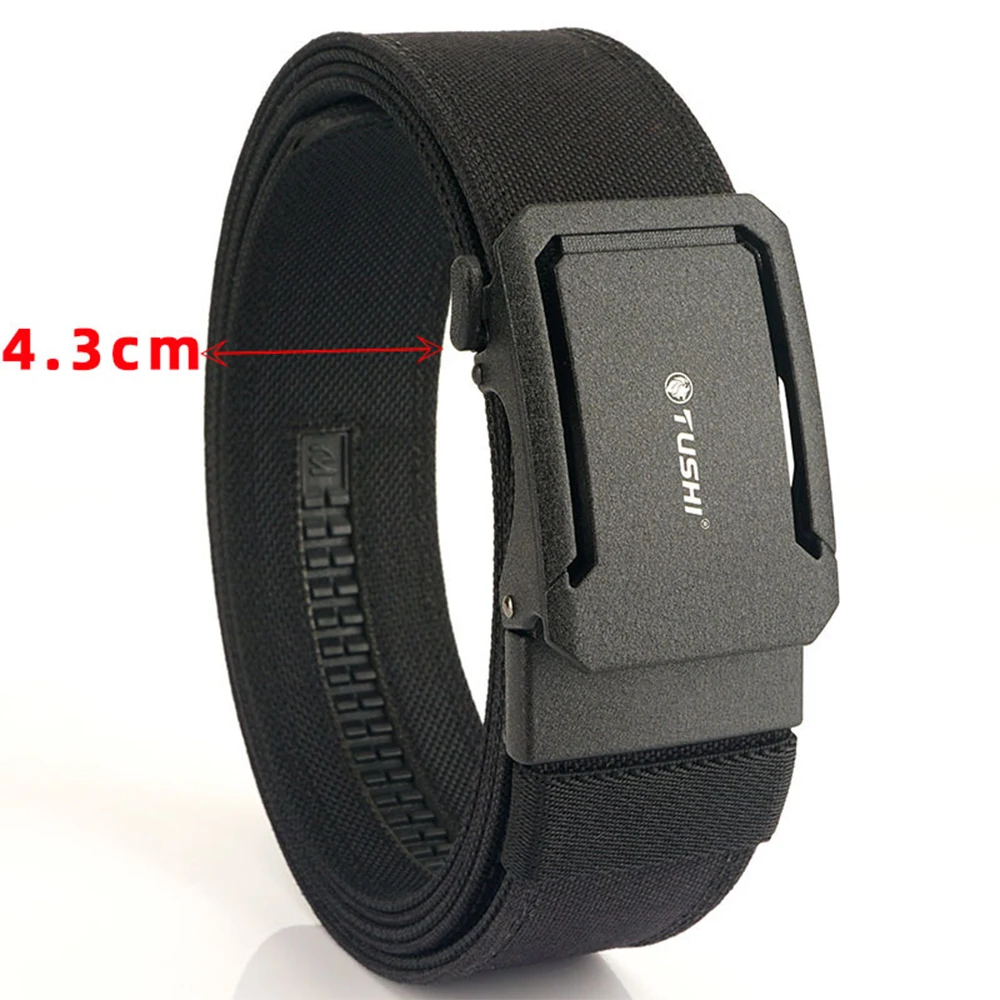 TUSHI Brand 4.3 Wide Thickened Gun Hanging Double-Layer Nylon Cloth Belt Versatile Outdoor Tactical Automatic Buckle Men's Belt
