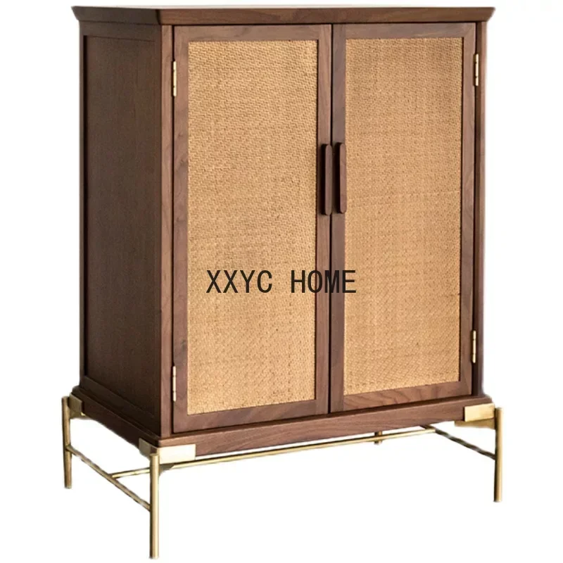 

Noord-amerika Zwarte Walnoot Nordic Massief Houten Dressoir Kast Moderne Minimalistische Retro Opbergkast