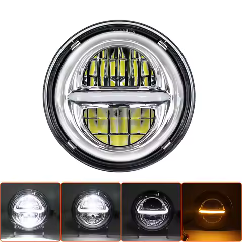 5.75 Inch Headlight 5 3/4" DRL Motorcycle Headlamp for Harley Dyna Iron 883 Street Bob FXDB VRSVD VRSCDX XG Round Moto Lamp