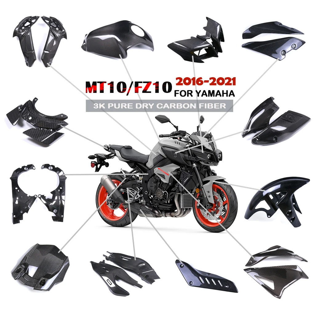 

Motorcycle Accessories Fender Fuel Tank Guard Side Panel Fairing Kit 3K Dry Carbon Fiber For Yamaha FZ10 MT10 2016-2021 2020