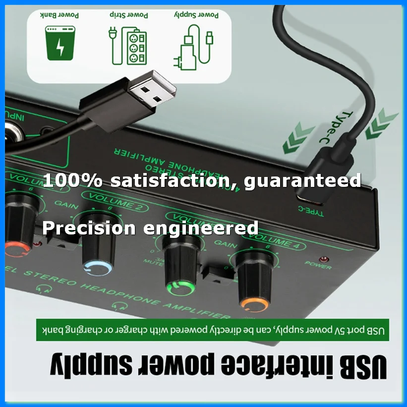 

4 Channels Headphone Volume Amplifiers Multiple Volume Adjusters for Stage Performances Individual Composition-A22U