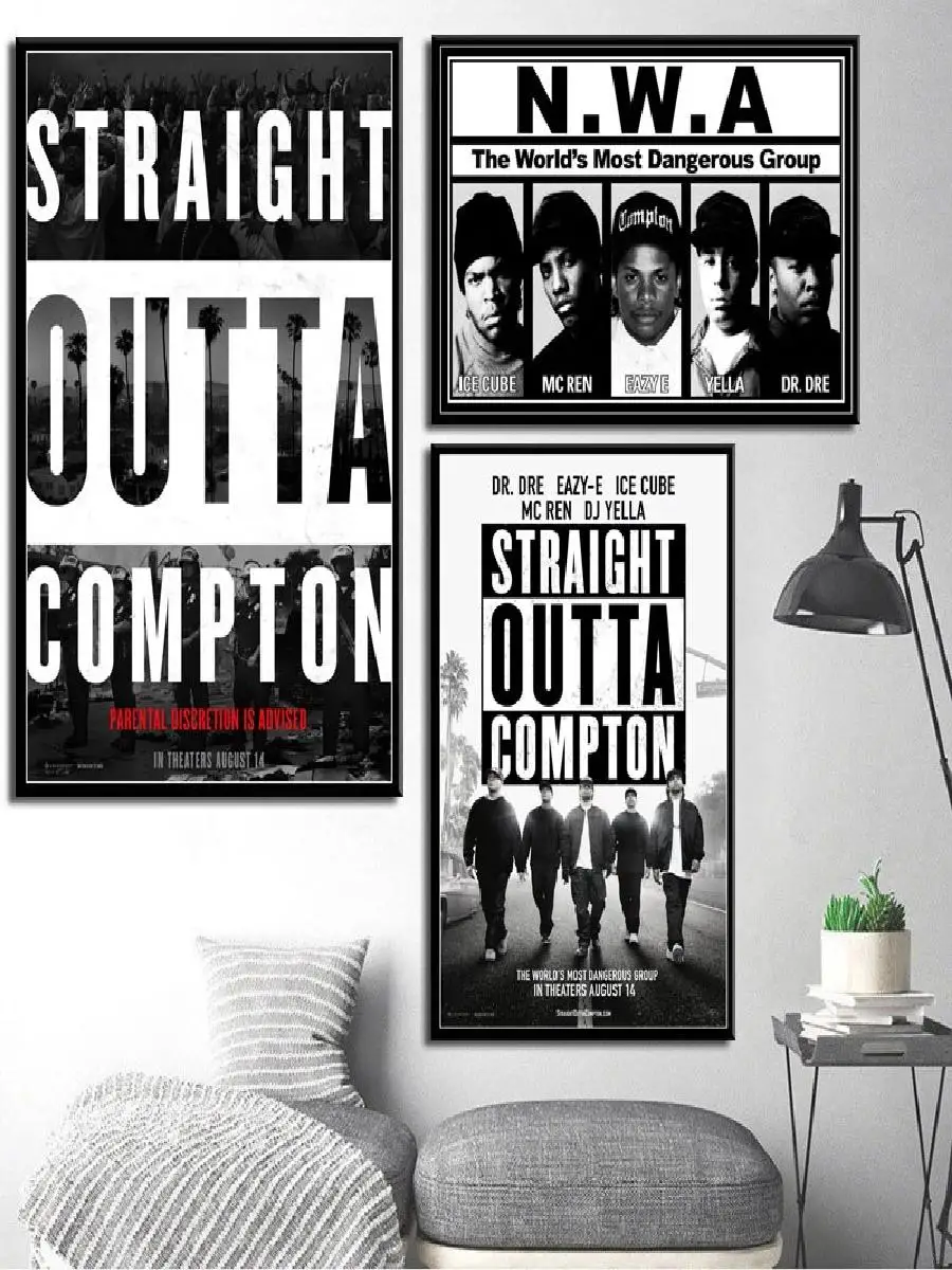 NWA Straight Outta Compton Hip Hop Rap Star Music Poster  Canvas Wall Art for Home Decoration Living Room Decor Picture Print