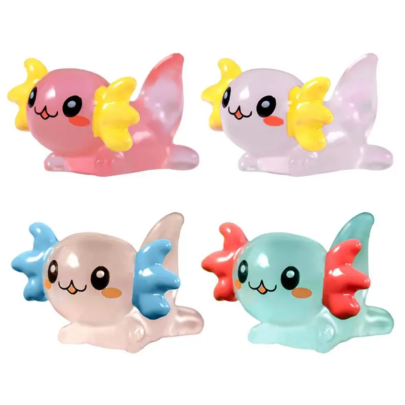 Axolotl Toy Figure Cartoon Resin Ambystoma Figure Glow In The Dark Small Tank Aquarium Accessories Luminous Aquarium Decorations