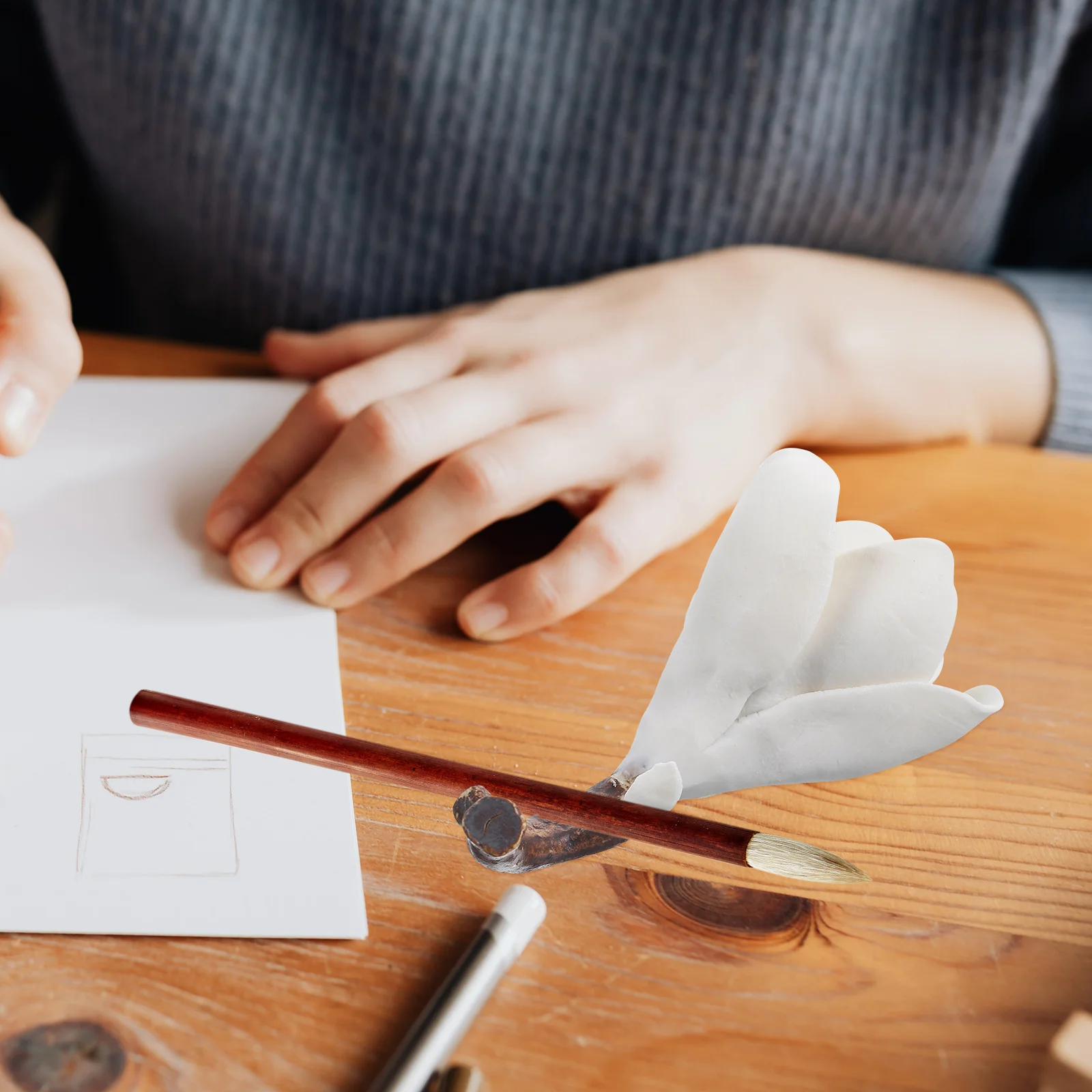 حامل فرشاة الخط الفني من الراتنج ماغنوليا لدراسة المكتب، تخزين أنيق، ديكور سطح المكتب الوظيفي الأنيق #1