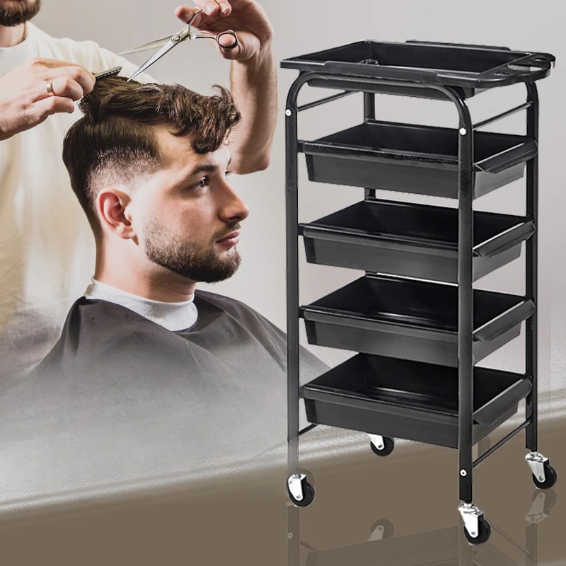 Trolley Organizer Beauty Salon Cart Hair Dressing 5-speed Tools Wheels Hairdressing Trolleys Hairdressers Storage Equipment Bar