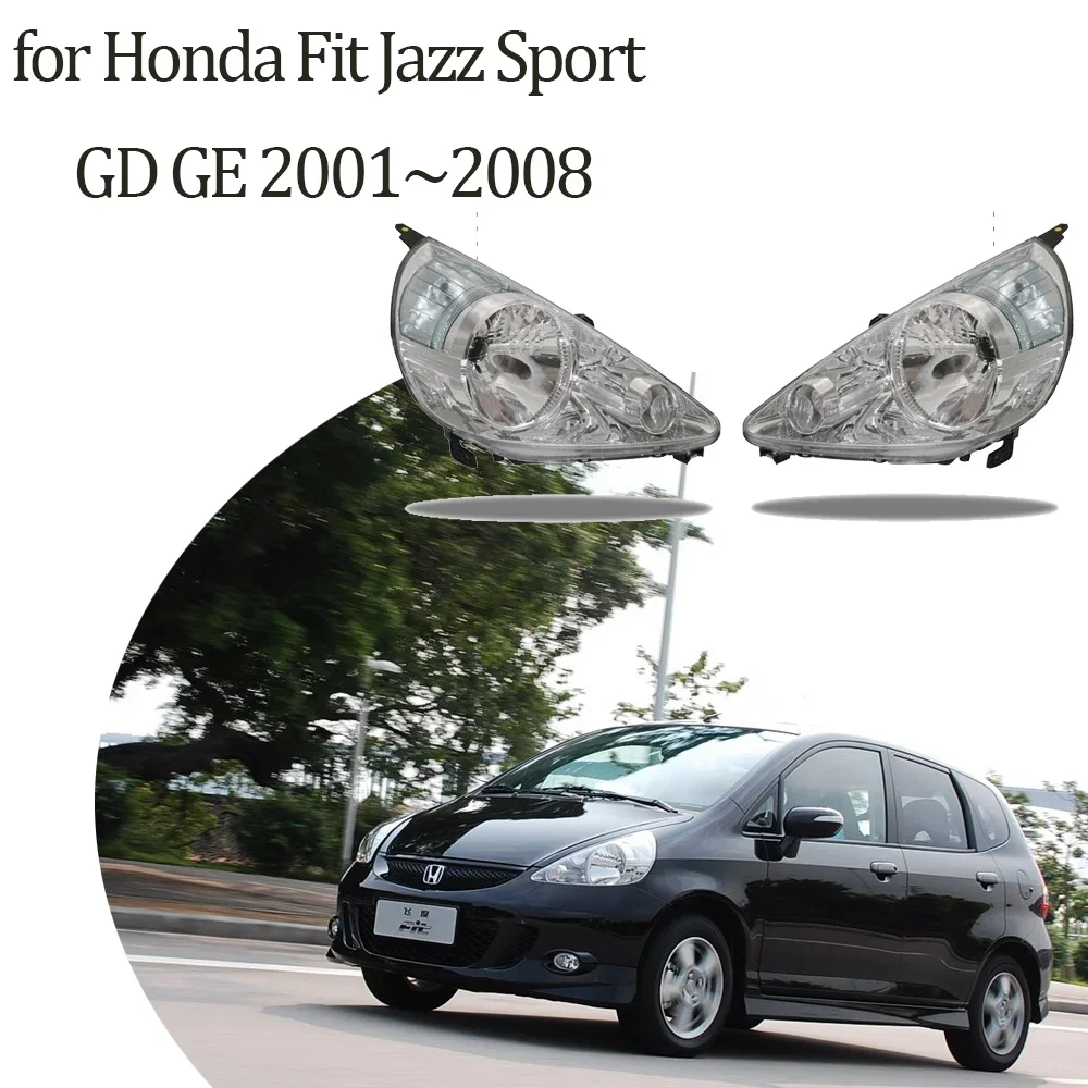 Car Headlights Assembly for Honda Fit Jazz Sport GD GE 2001~2008 Part Fog Lights Map Halogen Corner Side Lamps LED Accessories