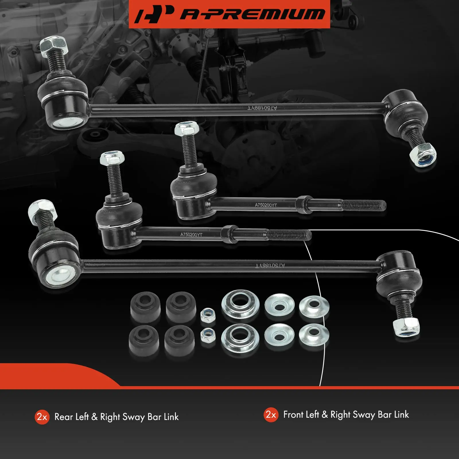 A-Premium 4x Front & Rear Stabilizer Bar Link Kit for Chevrolet Captiva Sport 2012-2015 Saturn Vue 2008-2010 Suzuki XL-7