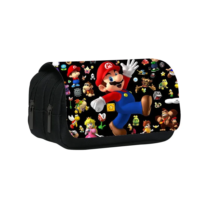 Super Mario Bros Cartoon Dubbellaags Etui Mario Anime Figuren Briefpapier Grote Capaciteit Potloodzak Student Geschenken