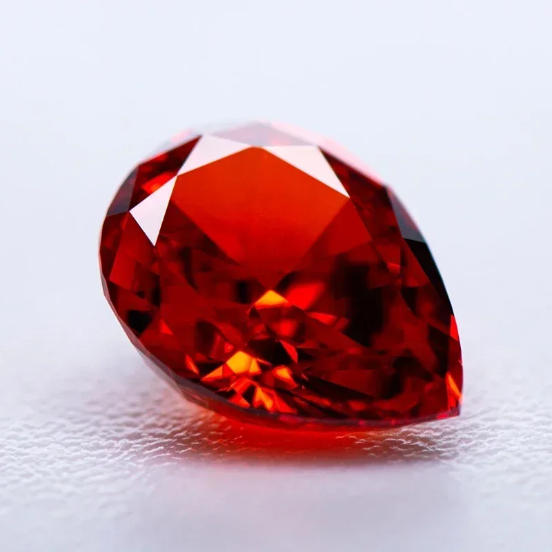 

Hot Sell Cubic Zirconia Crushed Ice Cut No Certificate Pear Shape Red Color Charms Beads for Jewelry Making Earrings Pendant Mat