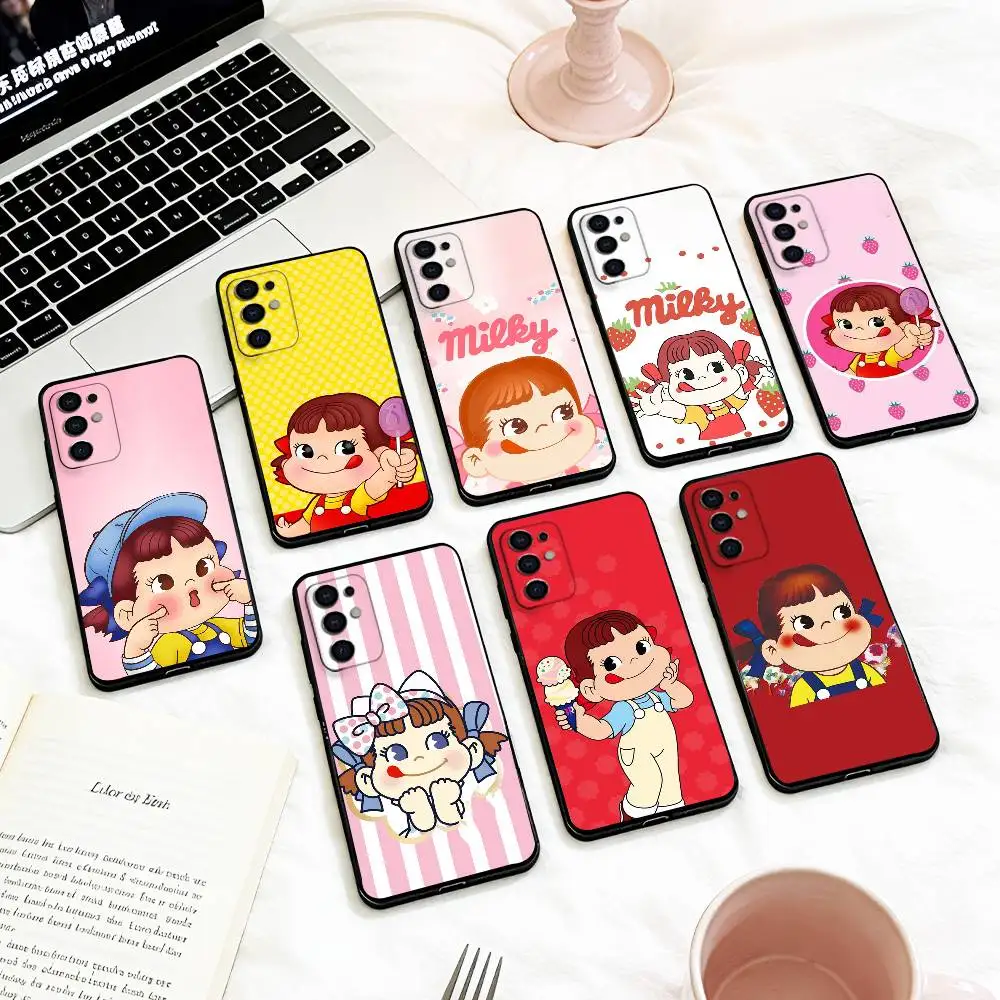 CUTE M-Milky P-Peko Chan   Phone Case For Samsung S 25,24,23,22,30,21,10,9,Ultra,Plus,Lite,FE,4,5 G Soft Black Case