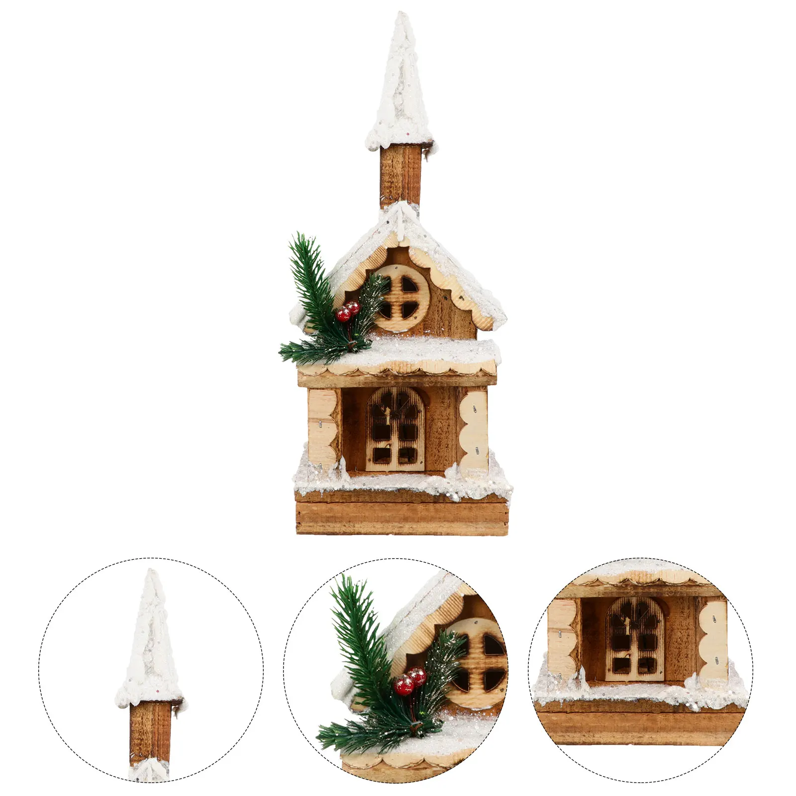 

Wooden Christmas House nament Xmas Decor Night Light Adornment Living Bedroom Eco Friendly Gift Holiday Season Festive