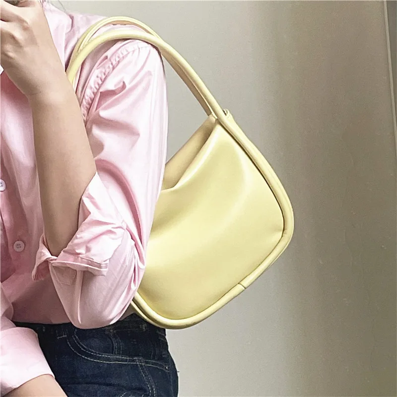 

2023 Korean Style Denim Bag Women's Niche Design Simple Underarm Bag Solid Color Handbag