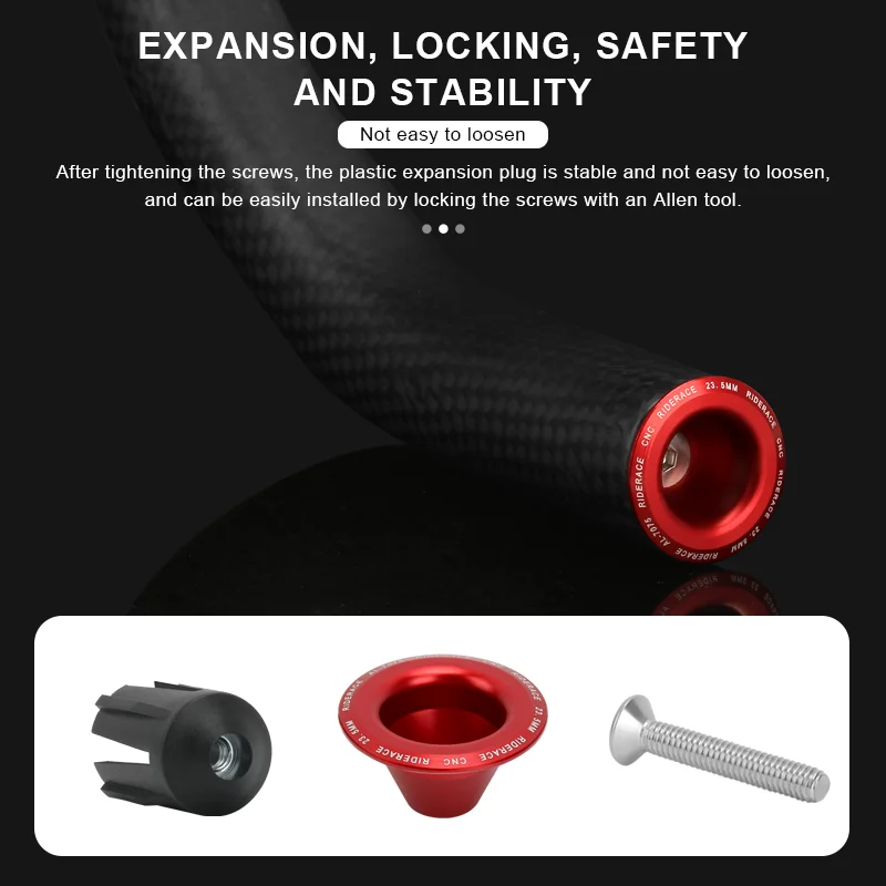 RIDERACE Bike Grip Handle Bar End Cap Aluminium Alloy Mountain Cycling Handlebar Grips Plugs Caps 23.5MM For Road Bicycle