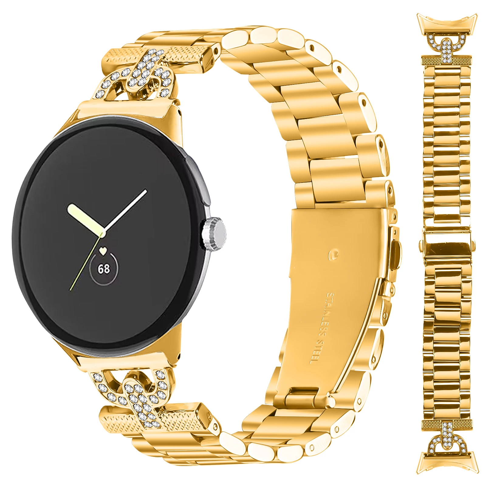 Keine Lücken Metallarmband für Google Pixel Watch2/1 Edelstahl-Ersatzarmband für Google Pixel Watch3 41 mm Bandzubehör