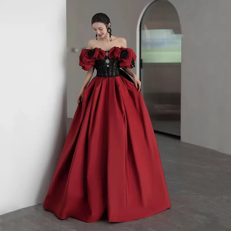 Vestido de noche sin tirantes de seda con lazo para adultos, Vestido largo de lujo, con apliques de encaje, plisado, para banquete y ceremonia, 2024