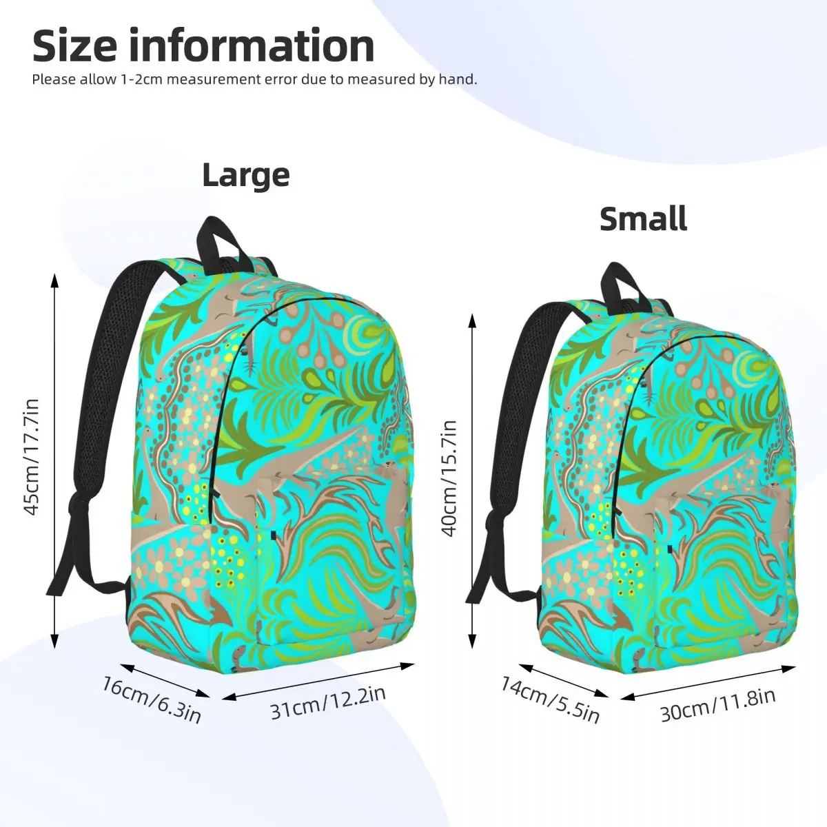 Dinosaurs With Green Plants Backpack Student BookBag Children School Bag Computer Shoulder Bags for Boys Girls
