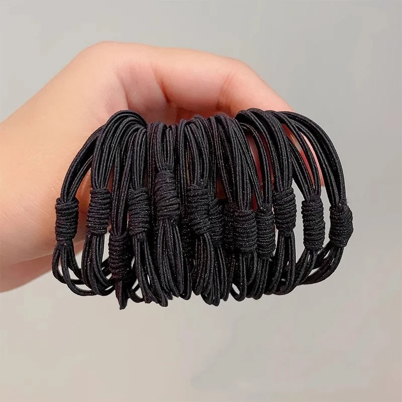 

Прочные резинки для волос, комплект из 10 шт., высокоэластичные прочные черные резинки для волос, удобные держатели для хвоста на весь день для женщин