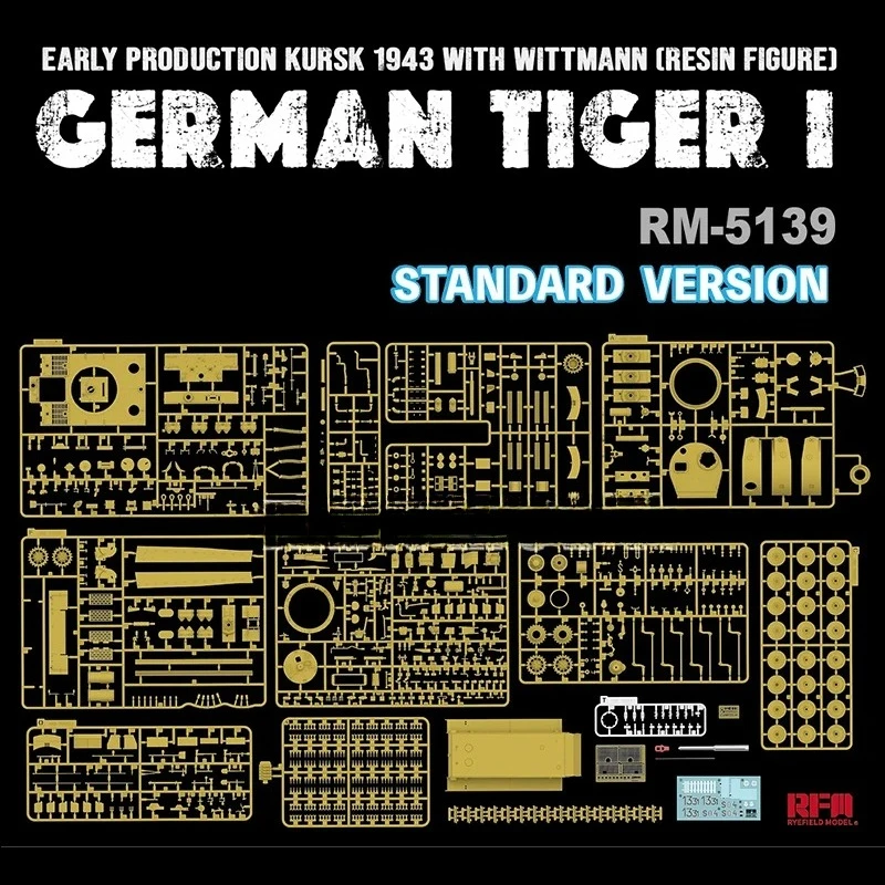 Ryefield model  Rfm-5139 1/35 Tiger I Early Type with Wittmann Resin soldier (Normal Version) assemble tank plastic model kit