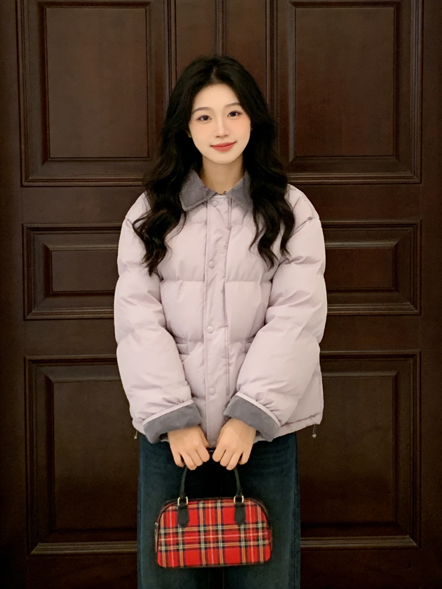 

Purple Cloud Puff Cotton Jaet Women's ort Thiened Bread Sle Korean Version Warm Autumn Winter New Arrival Coat