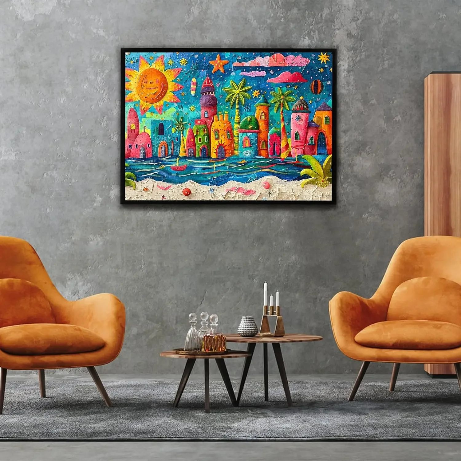 120/300/500/1000 Teile Strand Ölgemälde Puzzles für Erwachsene Home Decor Spiele Familie Spaß Boden Puzzles Lernspielzeug