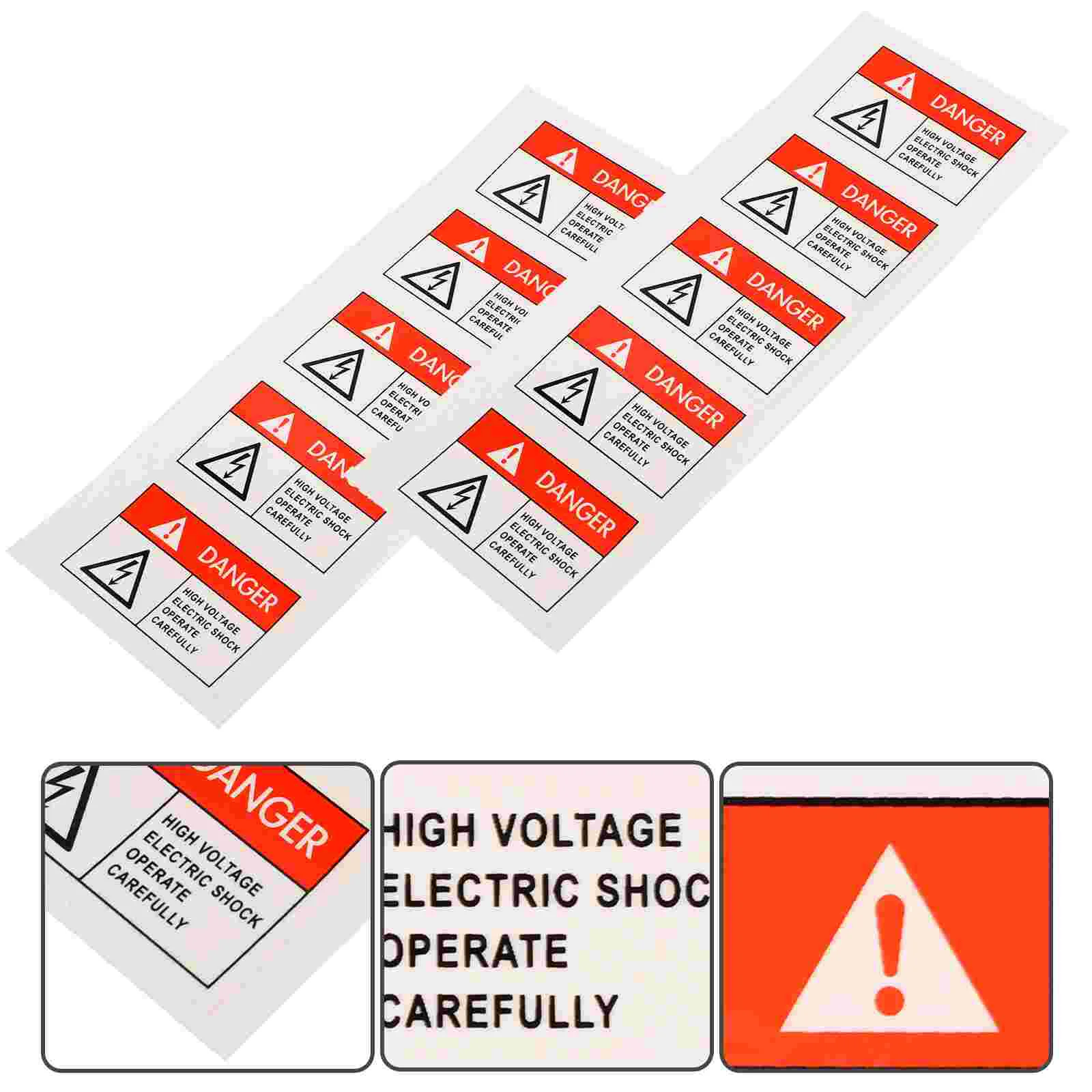 10 Pcs Safety Signs Adhesive Warning Labels Danger Electric Shock Sticker Emblems Red Fragile