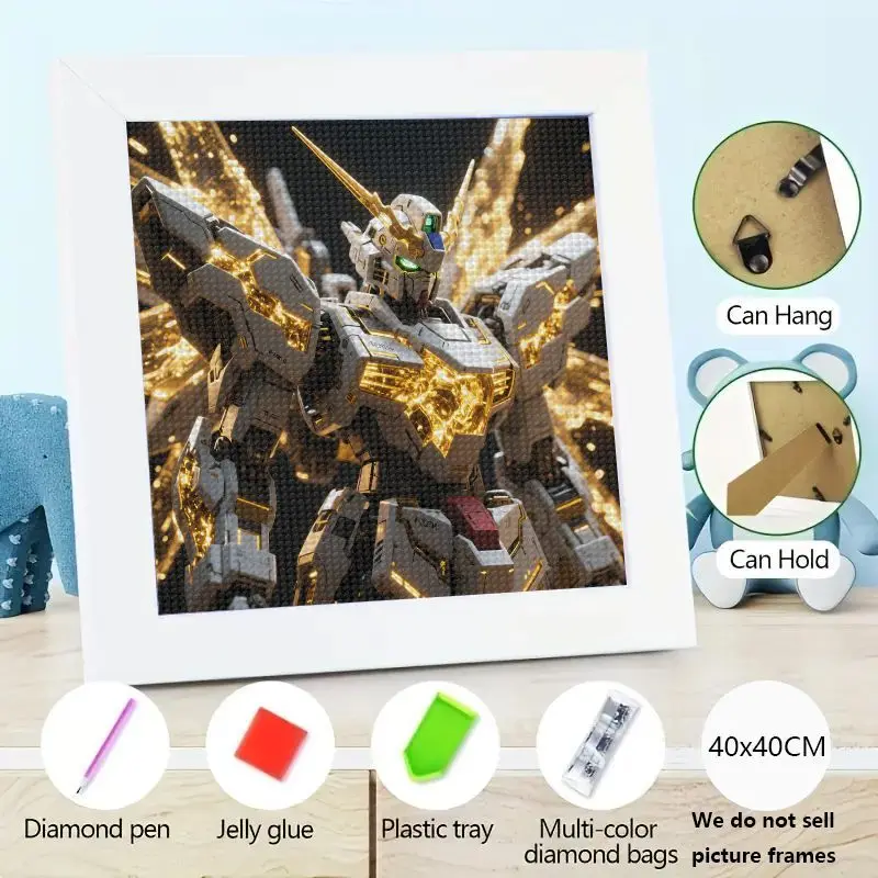

1 шт. DIY 5D полный дрель комплект алмазной живописи, Epic Gold Mecha Robot Gundam аниме настенное искусство, футуристическая Алмазная вышивка воина H