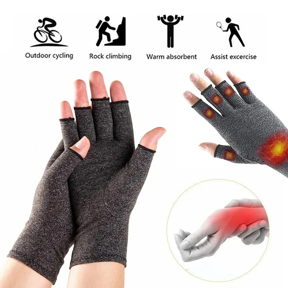 1Pair Arthritis Gloves Women Men, Carpal Tunnel, Rheumatiod, Tendonitis, Fingerless Hand Thumb Compression Gloves