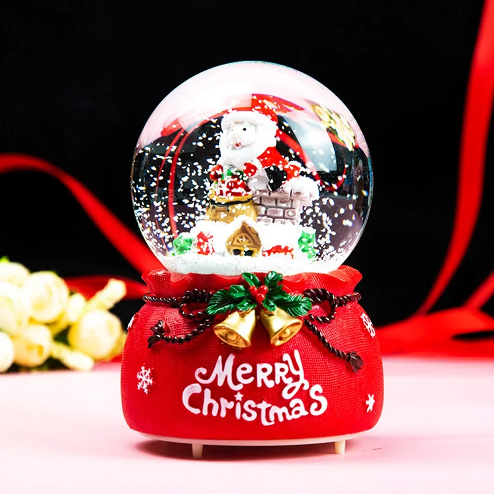 1pc Enchanting Christmas Glowing Snow Globe Ornament Xmas Scene Decoration Decor Santa Claus Glowing Ball Christmas