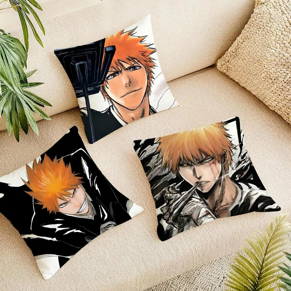 Anime B-bleach Kurosaki Ichigo Cushion Cover Linen Square Pillow Case Naturally Durable Hypoallergenic Gentle On Sensitive Skin