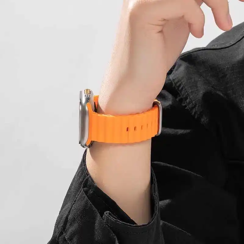 Ocean Strap for Apple Watch Ultra 2 Band 49mm 44mm 40mm 45mm 41mm 42mm 46mm 38mm Silicone Bracelet iWatch Series 10 9 SE 8 7 6 5