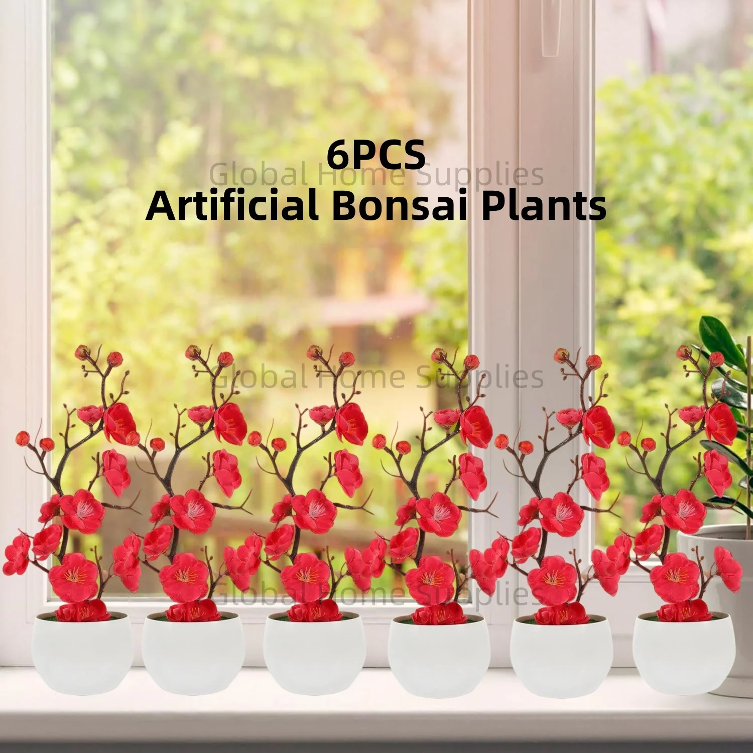 

Artificial Bonsai Plants 6PCS Faux Potted Simulated Decorations Potted Plants Fake Flowers Bonsai Desktop Ornaments Home Office