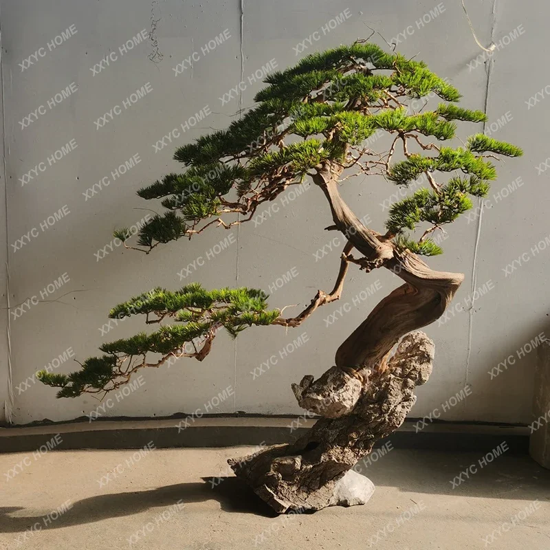 

Imitative Tree Large Fake Trees Chinese Indoor Landscape Arborvitae Pine Green Plant Hallway Window Root-Covered Stone Landscape