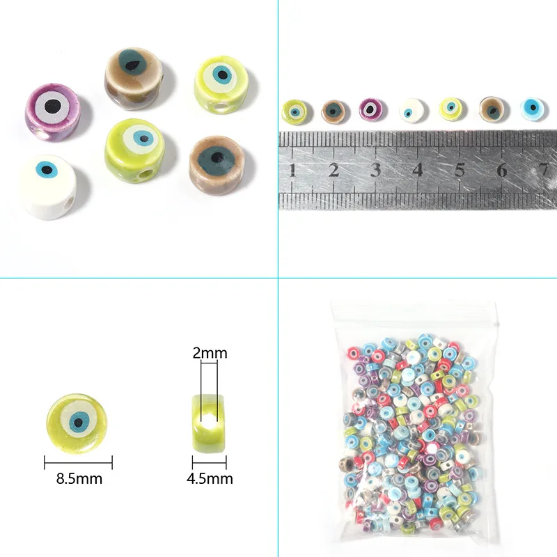 10/20PCS Flower Ceramic Turkish Beads Flower Round Spacer Beads Porcelain Eye Beads For Jewelry Diy Making Bracelet Accessories