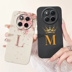 For Honor X9c Case Flower Crown Initial Letter Soft Silicone Back Case For Honor X60 Pro Phone Couqe for HonorX60 Pro Fundas