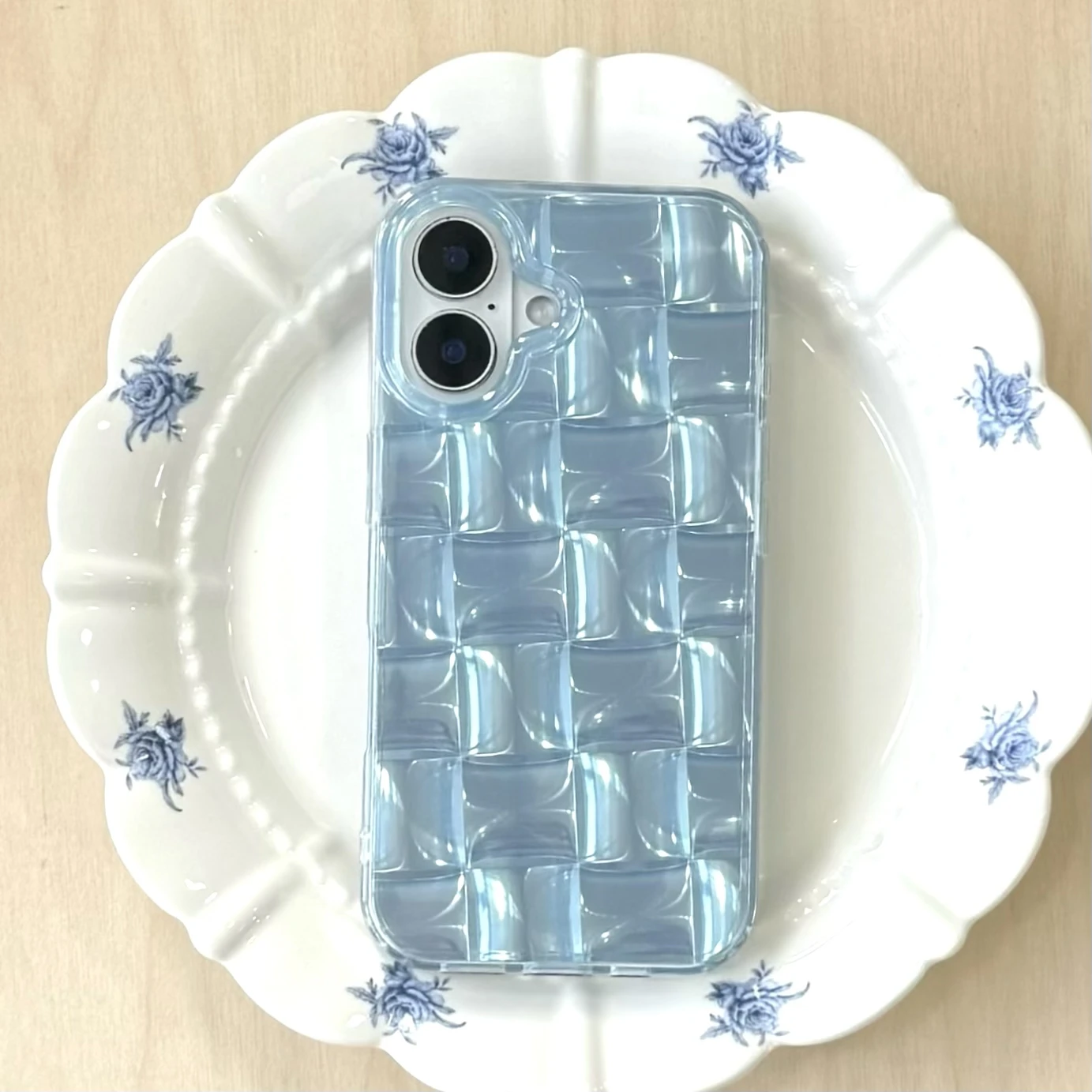 Korean Ins Summer Ice Block Pattern Phone Case for iPhone 16 15 14 13 Pro Max Back Cover Funda