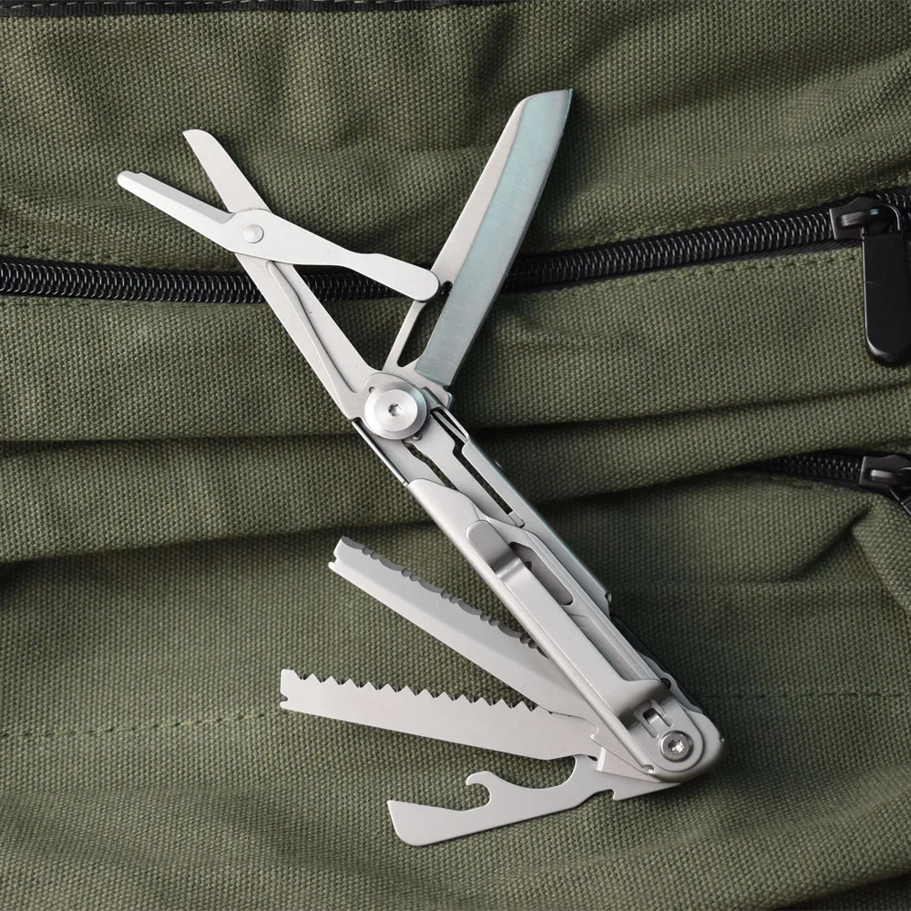 New Multitool Folding Knife Scissors 440 Steel EDC Pocket Multifunctional Knife Fork Outdoor Camping Emergency Combination Tool