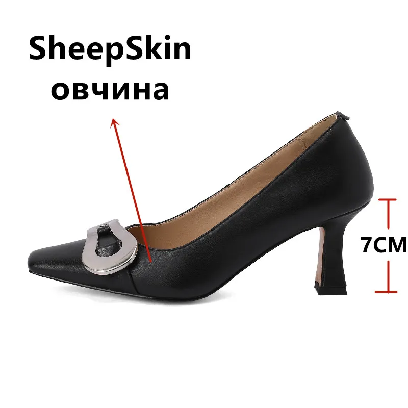 FEDONAS Women Pumps Spring Summer Fashion New Metal Decoration Elegant Office Ladies Party Wedding Prom Thin Heels Shoes Woman