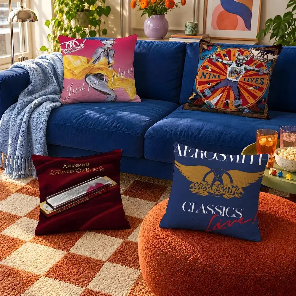 Band Aerosmith Blue Army Steven Tyler Cushion Cover Throw Pillow Soft Short Plush Cozy Durable Colorfast Sofa Bedroom Home Decor