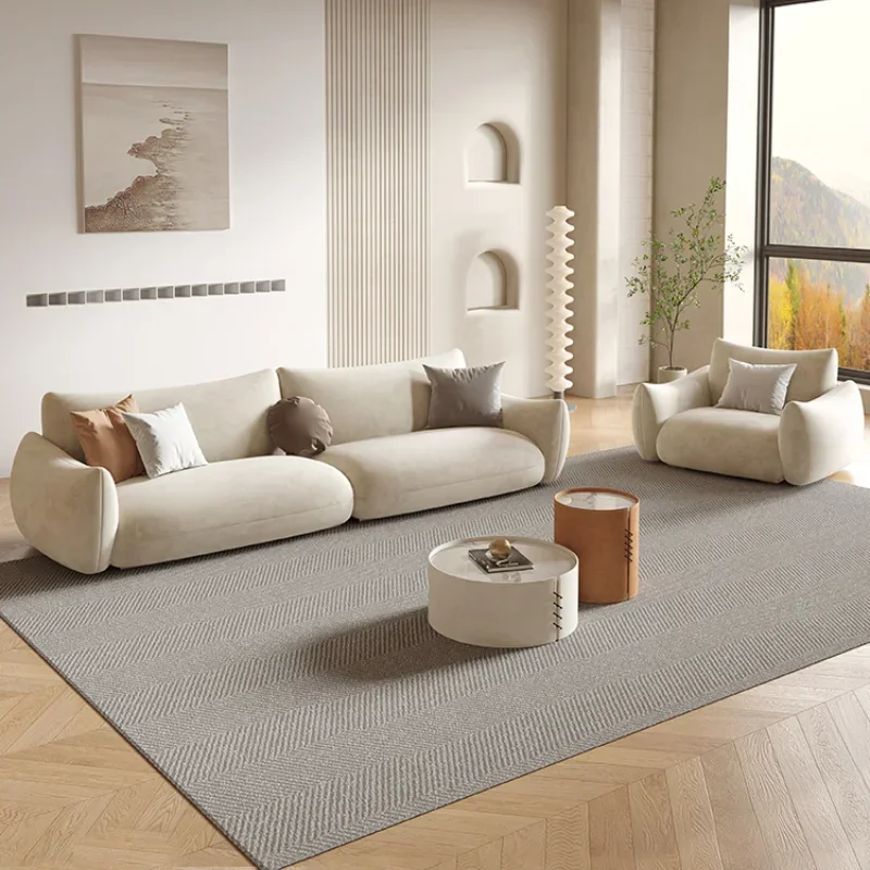 Prefabricated House Light Luxury Modern Cloth Sofa Living Room Small Family Modern Simple Cream Cat Scratch Cloth Sofa Furniture