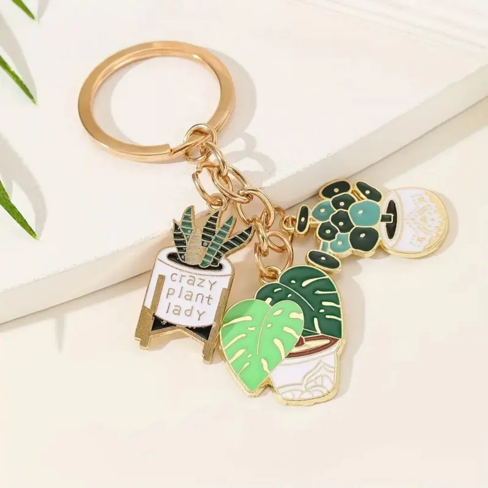 New Q Version of Green Plant Keychain Student Schoolbag Pendant Succulent Potted Vegetation Fresh Keychain Accessories Girl Gift