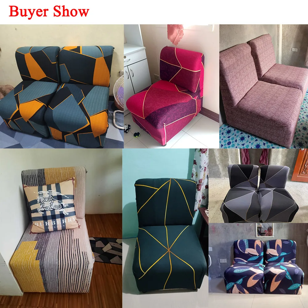 Armless Sofa Cover Plain Color Single Seat Cover Without Armrest Stretchable Furniture Cover Small Size/Medium Sizes Sofa Slipco