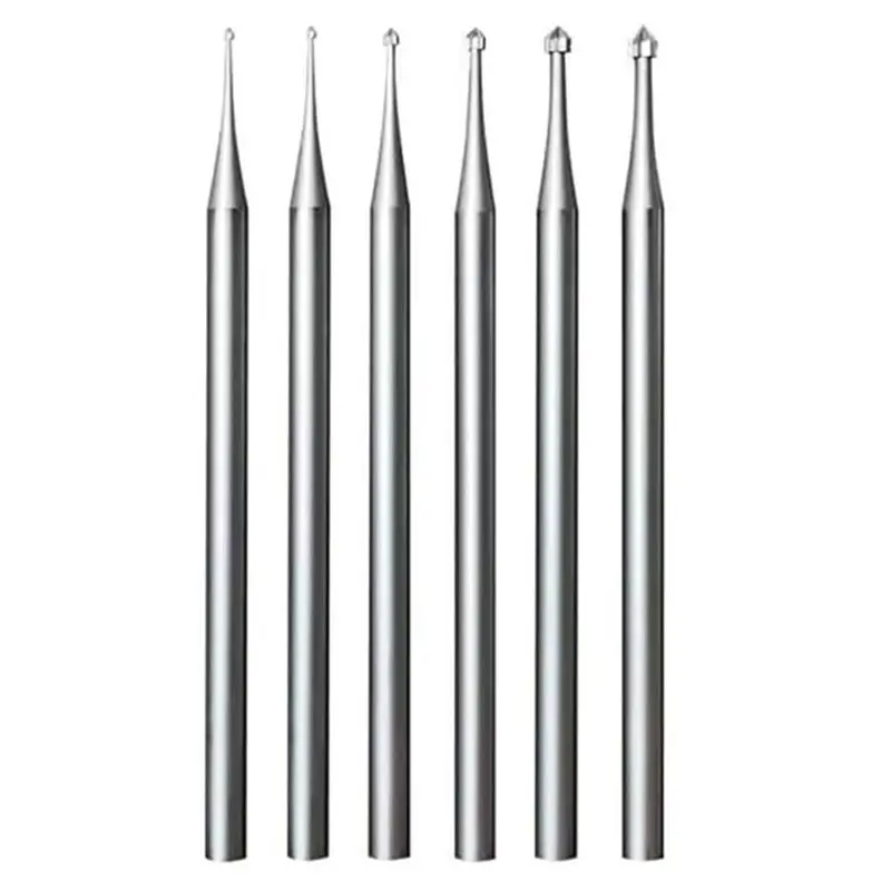 A93E-6Pcs Cylinder Cone Shape Carving Burr Sets 3/32Inch Shank Stone Setting Burs Lapidary Making Tools For Lapidary 008-023