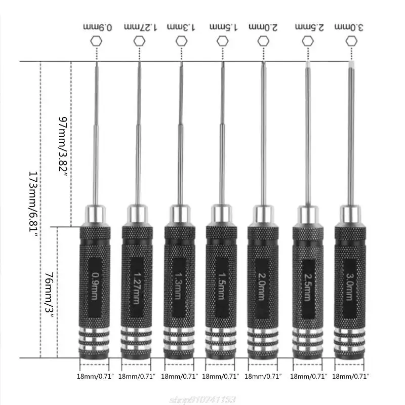 F92C 7 sztuk/zestaw śrubokręt sześciokątny ze stopu aluminium narzędzie 0.9-3.0mm Model dla Repair Tool