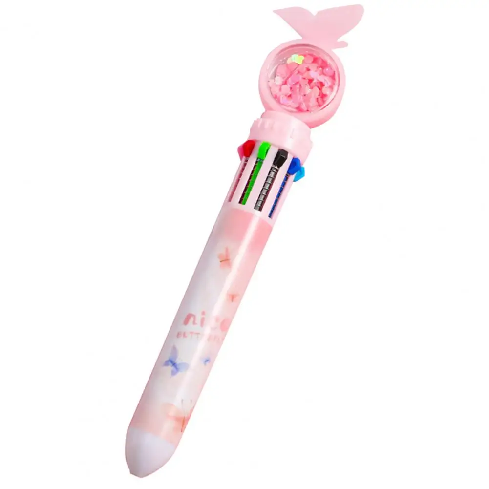 ปากกาลูกลื่นโครงสร้างแข็งแรงทนทานพลาสติกป้องกันการเสียรูป 10 in 1 ปากกาลูกลื่นแบบพับเก็บได้อุปกรณ์การเรียนสําหรับนักเรียน