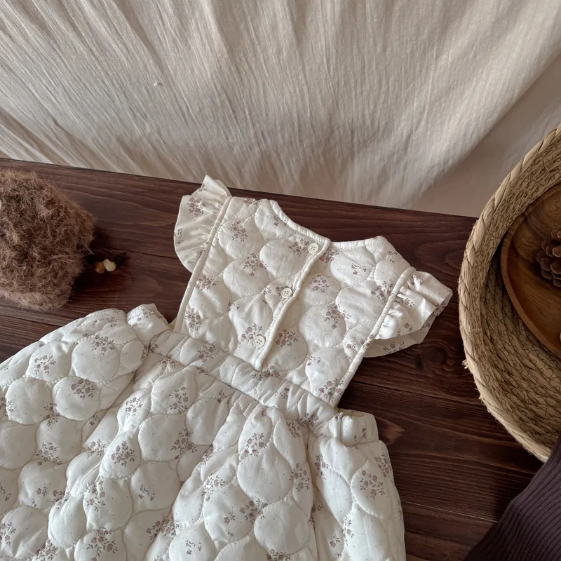 الفتيات الخريف والشتاء مبطن الأزهار تحلق كم حزام تنورة طفلة اللباس الكورية الأطفال الشتاء سميكة القطن تنورة #6