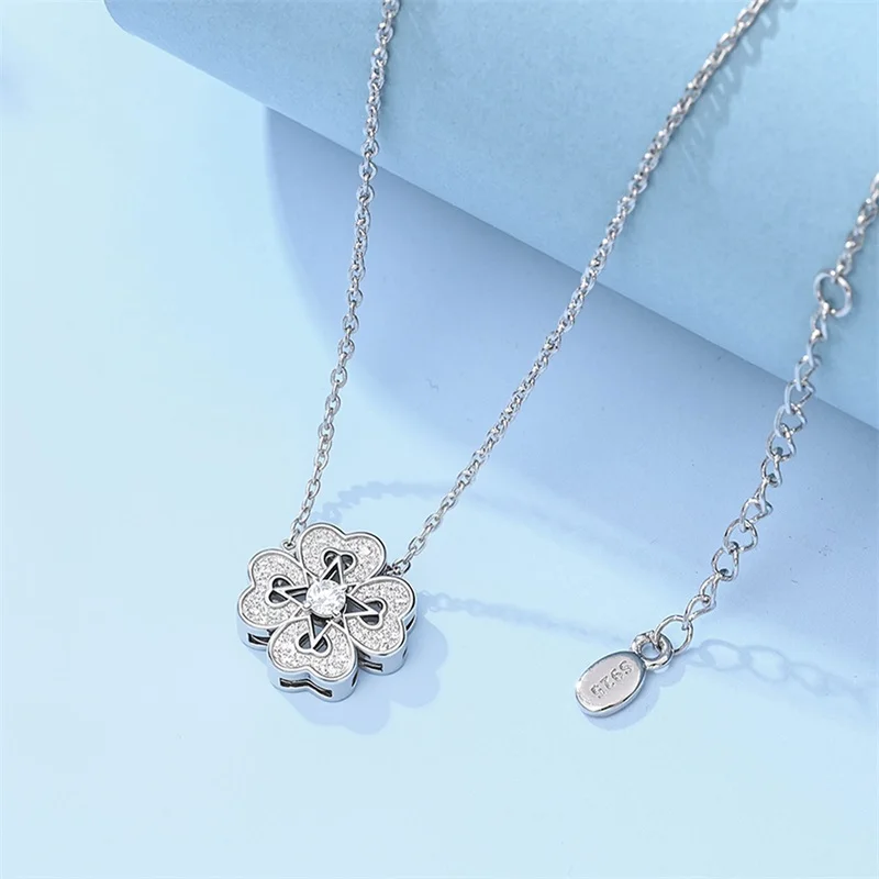 925 Sterling Silver Original CZ Four Point Star Pendant Necklace For Women Sparkling Celestial Jewelry Gift