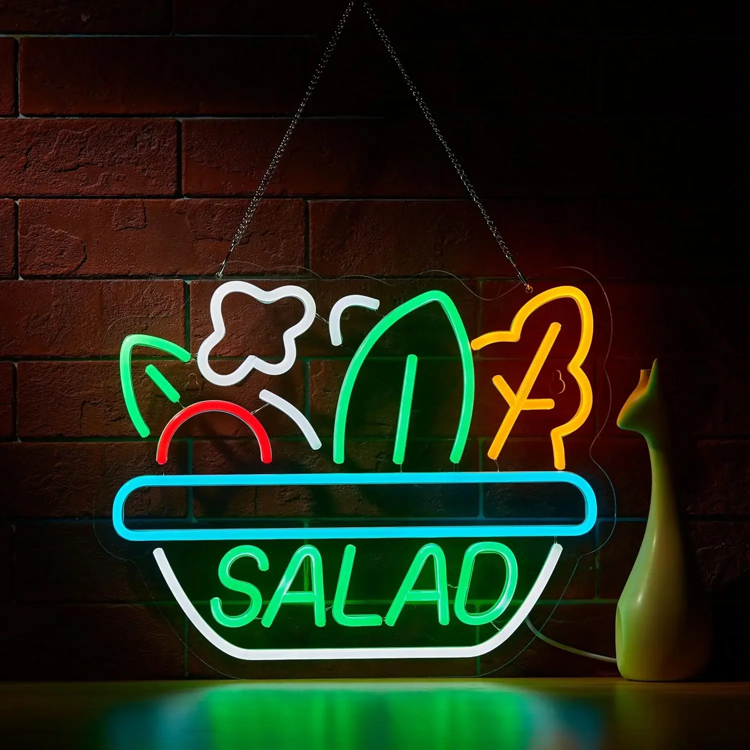 

LED Salad Neon Sign Light For Wall Dimmable Neon Power Supplied USB Neon Art Logo Decor For Restaurants Birthday