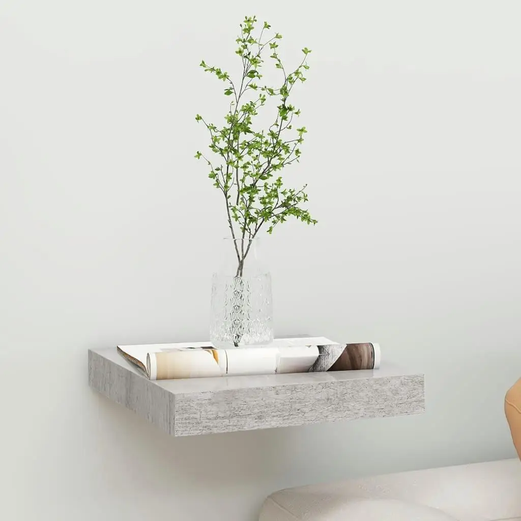 Concrete Grey Floating Wall Shelf - 23x23. for X3 .8 cm Storage Solution